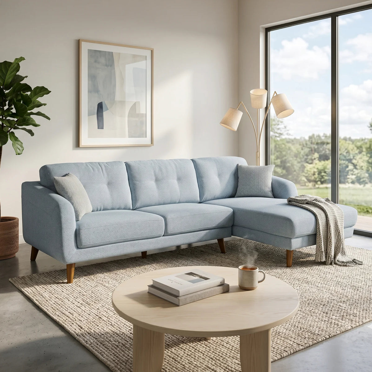 Darlinghurst Sofa Chaise- Right Hand Facing-(Sky Colour)