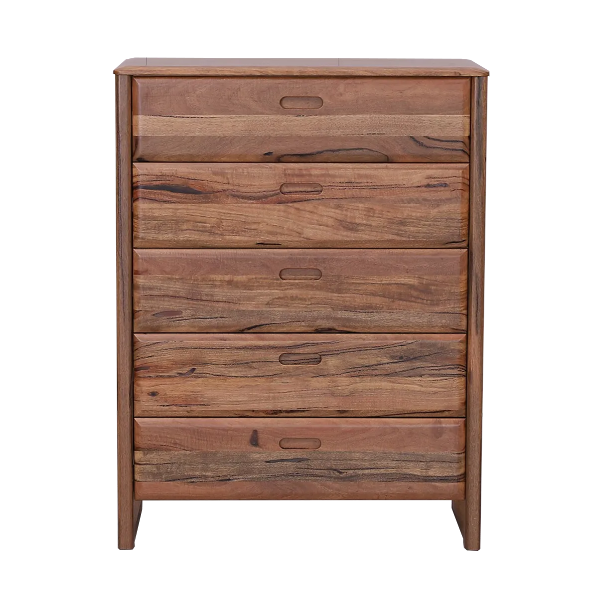 Fremantle Tallboy in Marri timber with five drawers.
