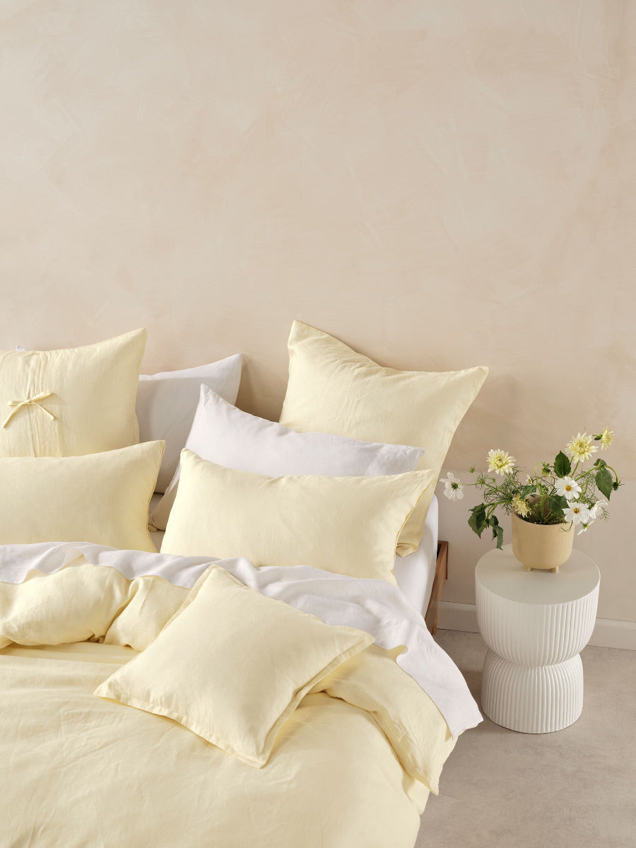 Pure Linen Nimes Lemon 48x48cm Cushion