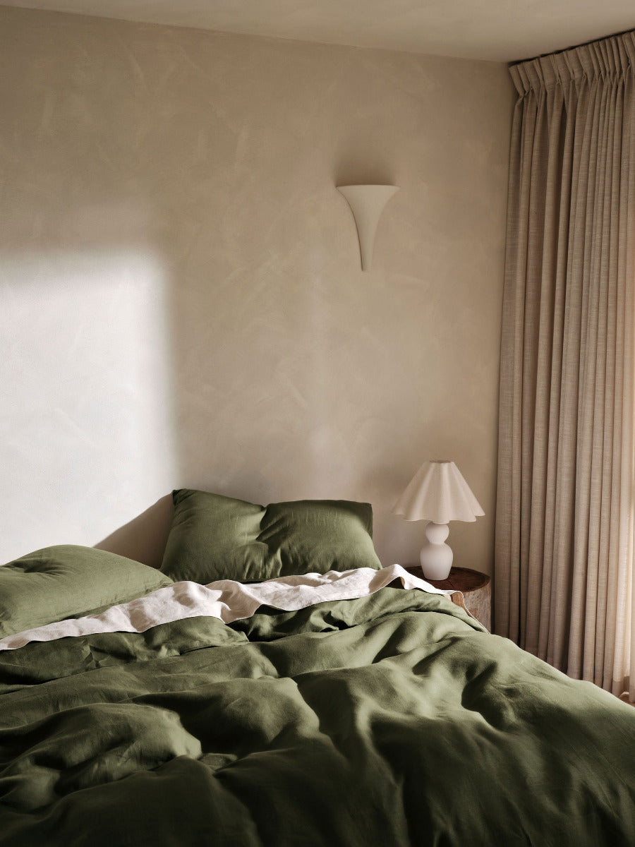 Pure Linen Nimes Moss Quilt Cover Set