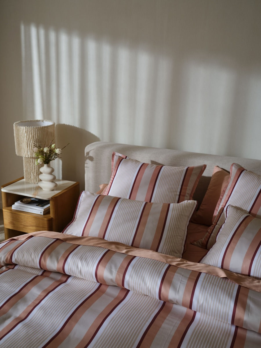 Nara Stripe Clay Quilt Cover Set