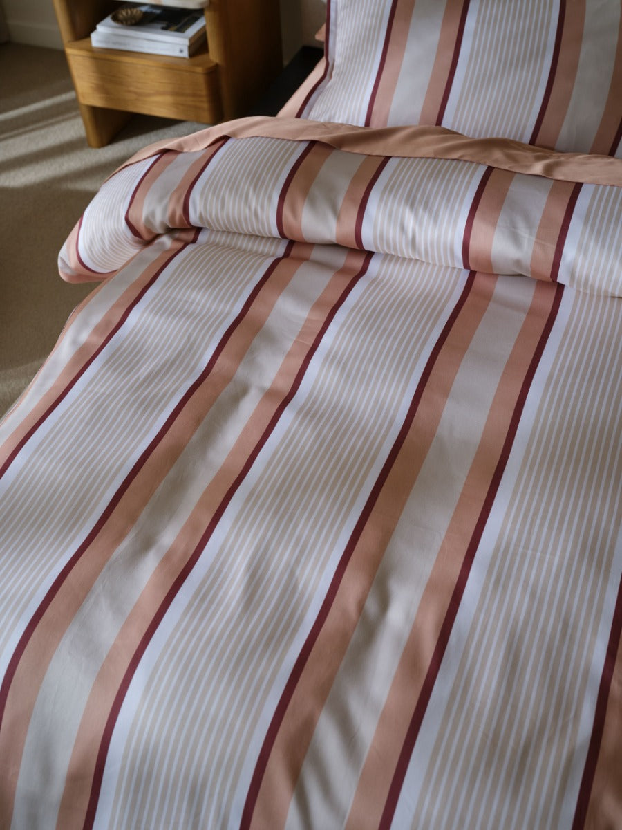 Nara Stripe Clay Quilt Cover Set