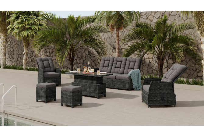Milan 6 Piece Recliner Outdoor Setting