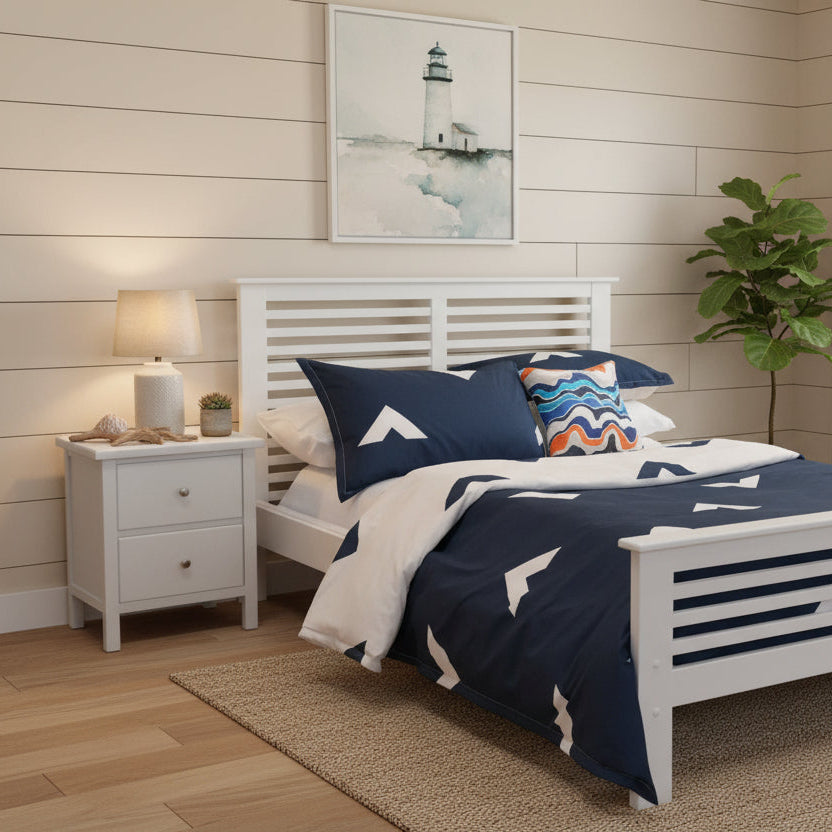 Beach House Bed Frame and Bedside table