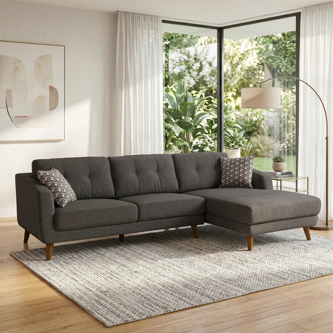 Darlinghurst Sofa Chaise- Right Hand Facing-(Iron Colour)