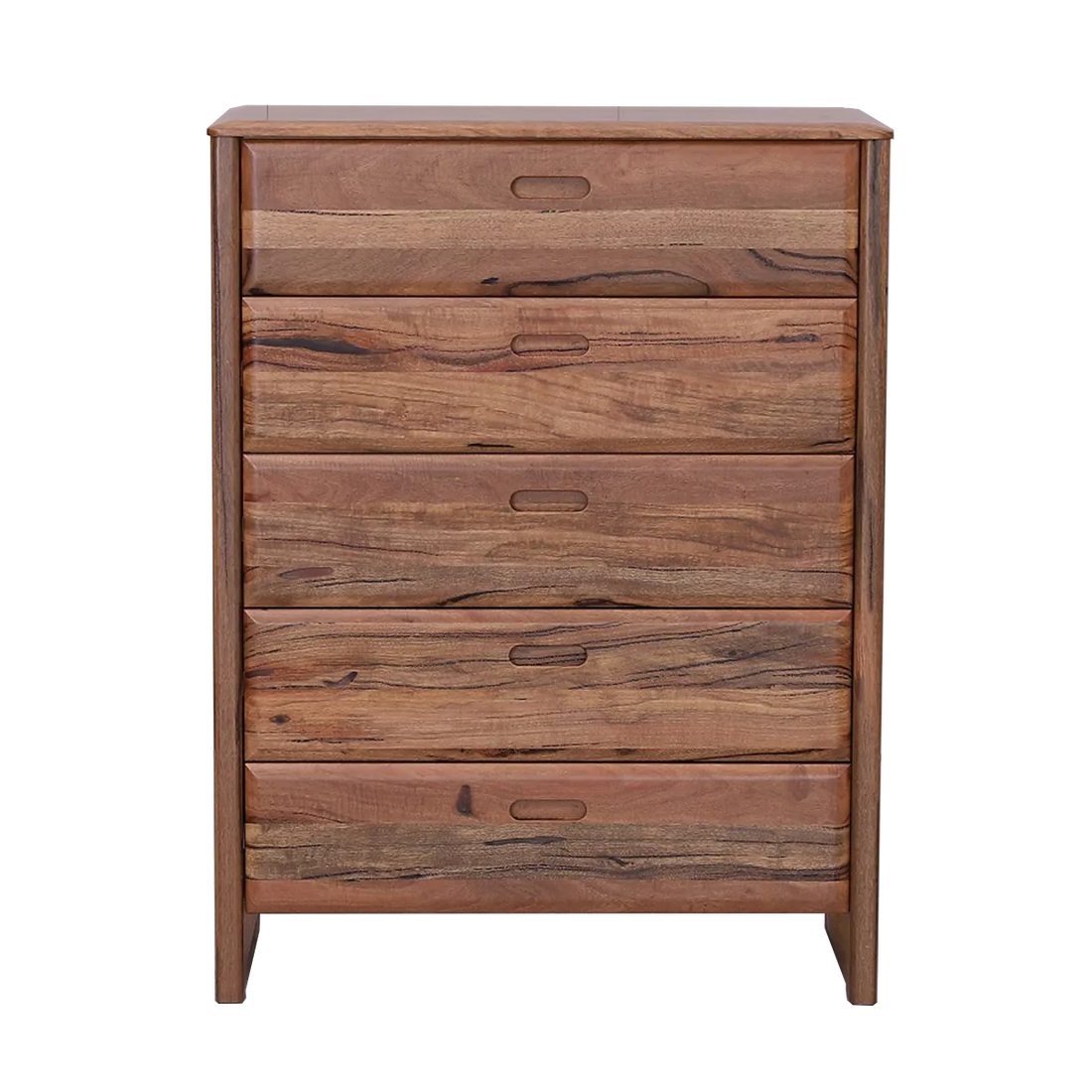 Fremantle Tallboy in Marri timber with five drawers.