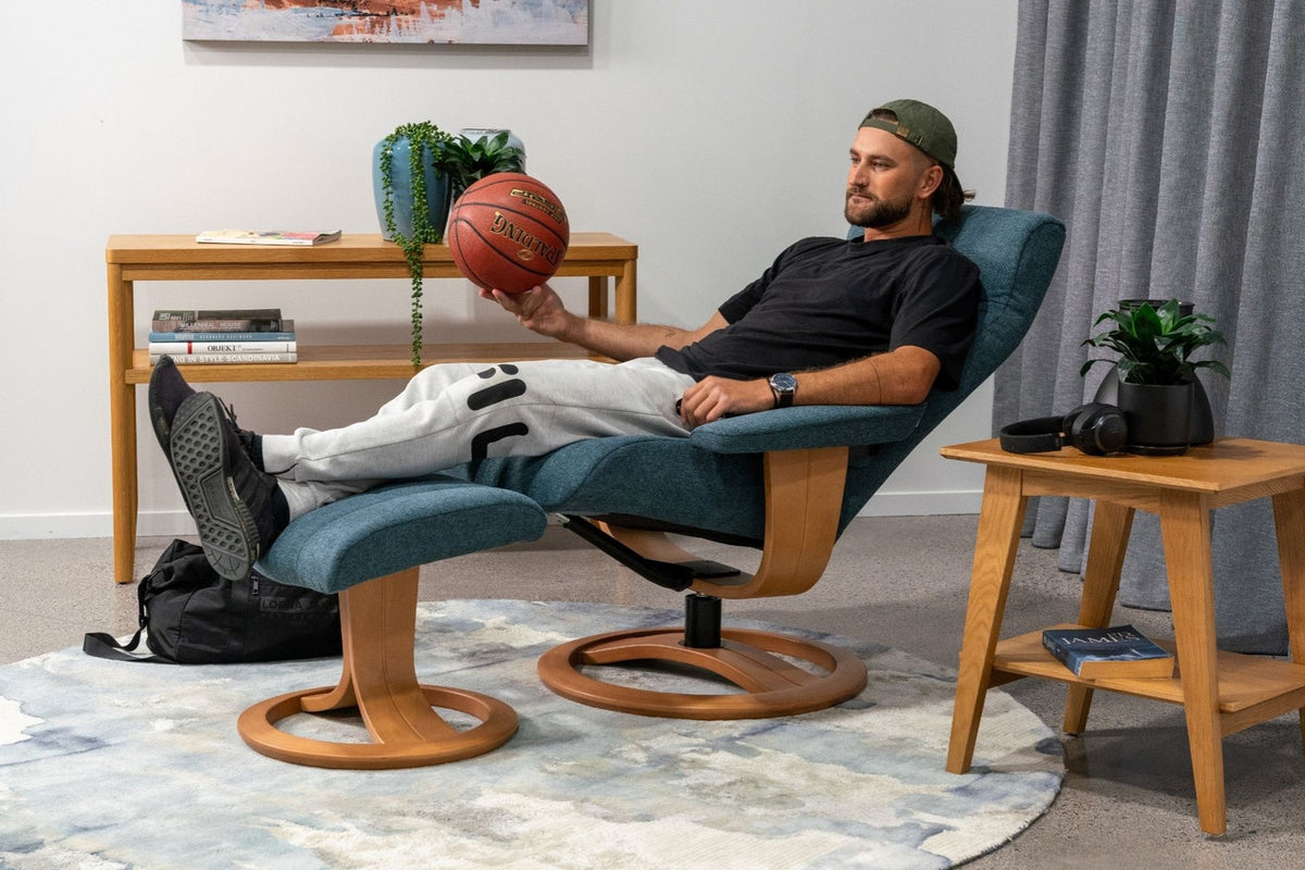 La-Z-Boy Tampa Oak Swivel Recliner + Footstool