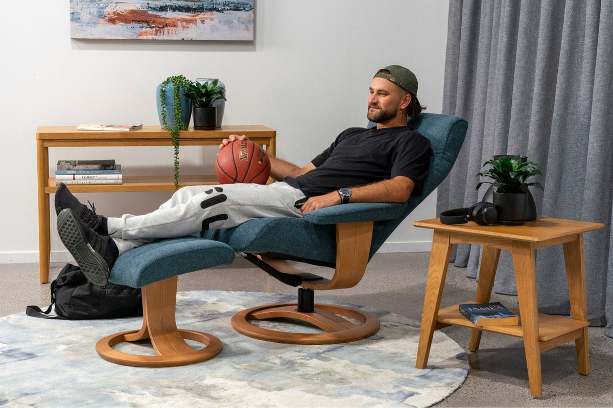 La-Z-Boy Tampa Oak Swivel Recliner + Footstool