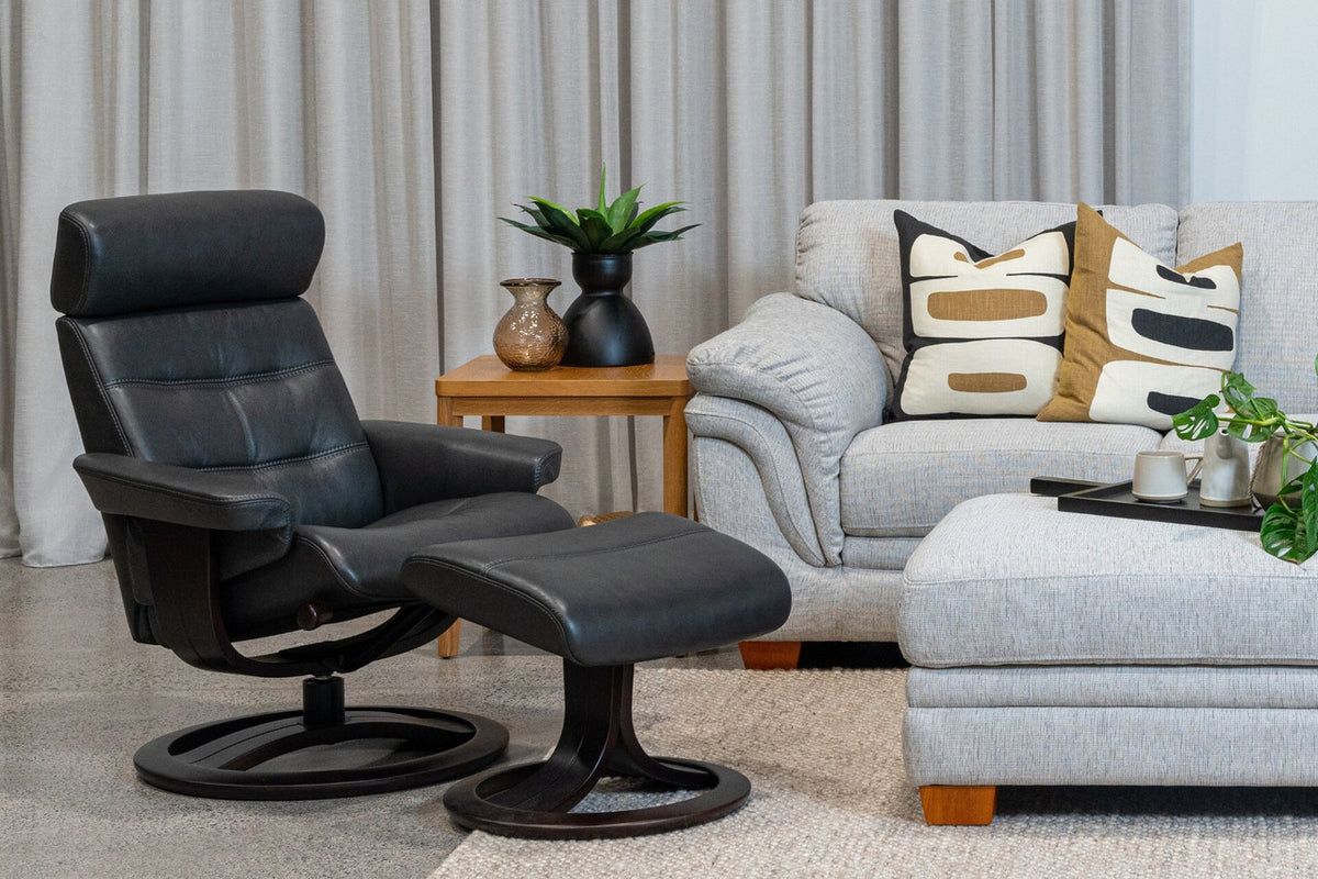 La-Z-Boy Royal Wenge Swivel Recliner + Footstool