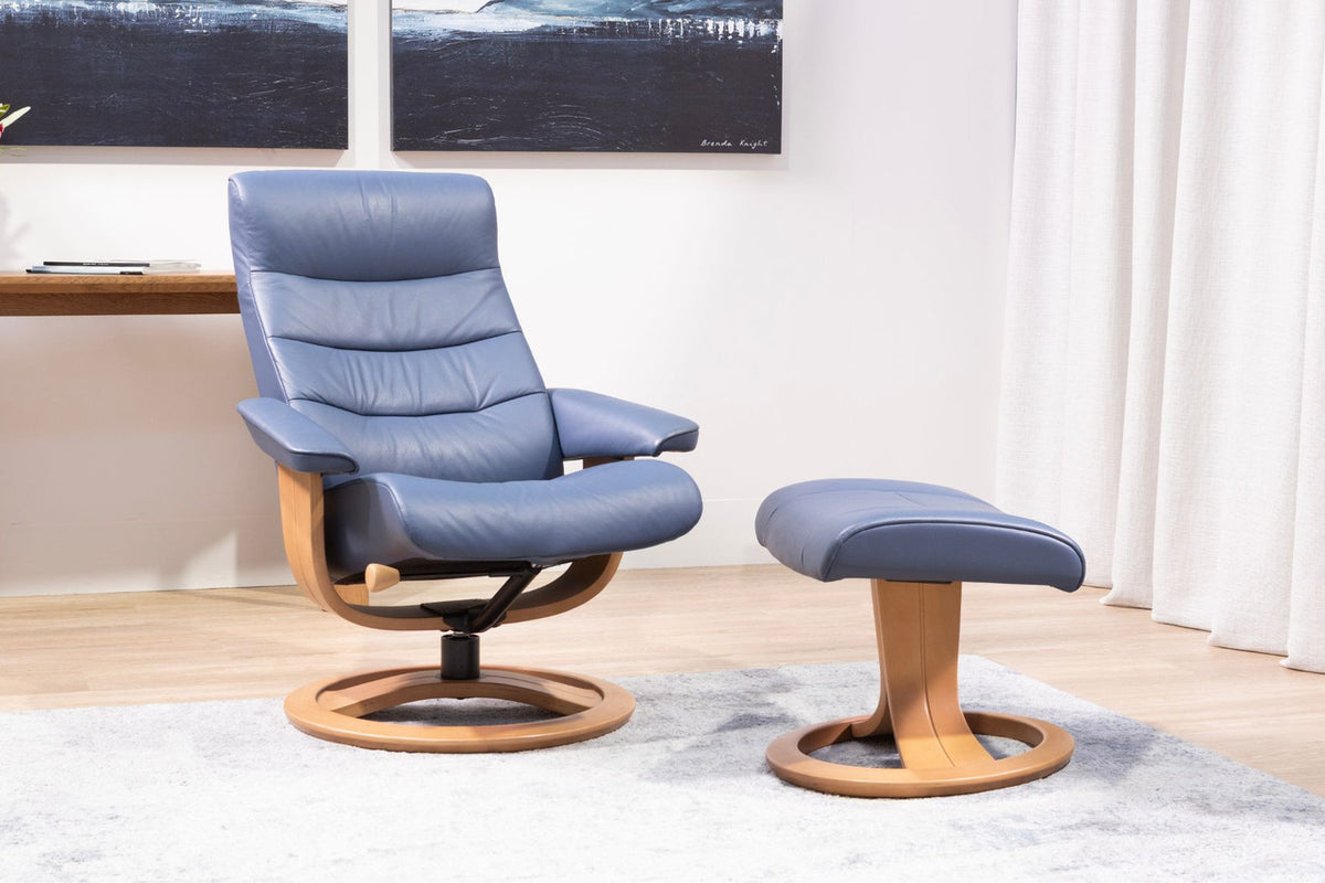 La-Z-Boy Tampa Oak Swivel Recliner + Footstool