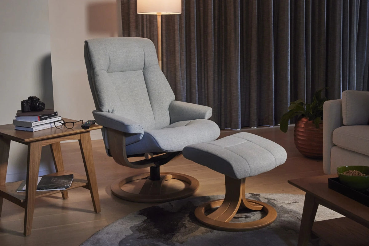 La-Z-Boy Atlanta Oak Swivel Recliner + Footstool