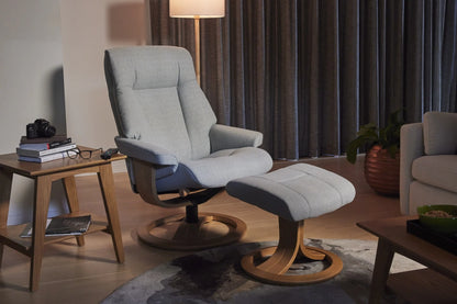 La-Z-Boy Atlanta Oak Swivel Recliner + Footstool