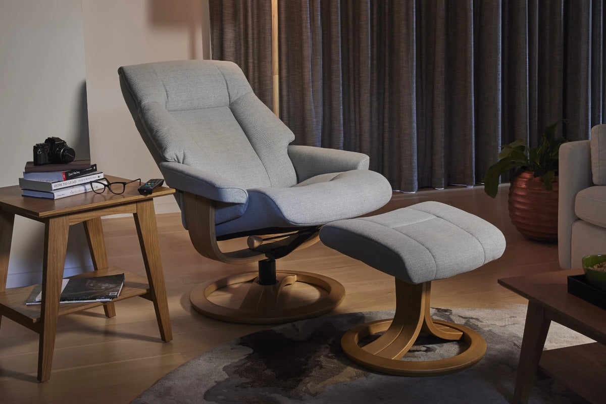 La-Z-Boy Atlanta Oak Swivel Recliner + Footstool