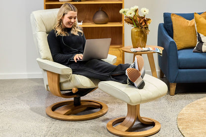 La-Z-Boy Atlanta Large Oak Swivel Recliner + Footstool