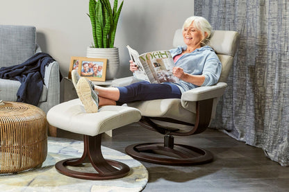 La-Z-Boy Royal Wenge Swivel Recliner + Footstool