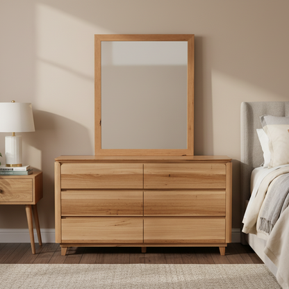 Bunbury wooden dresser with a mirror