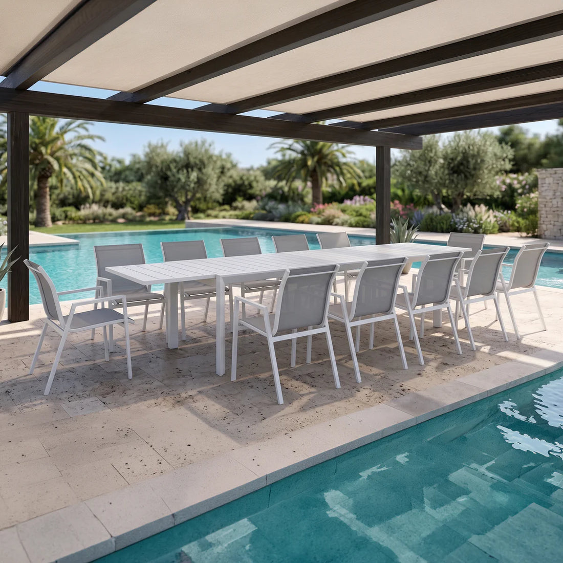 Icaria 13 Piece Extension Outdoor Dining Setting