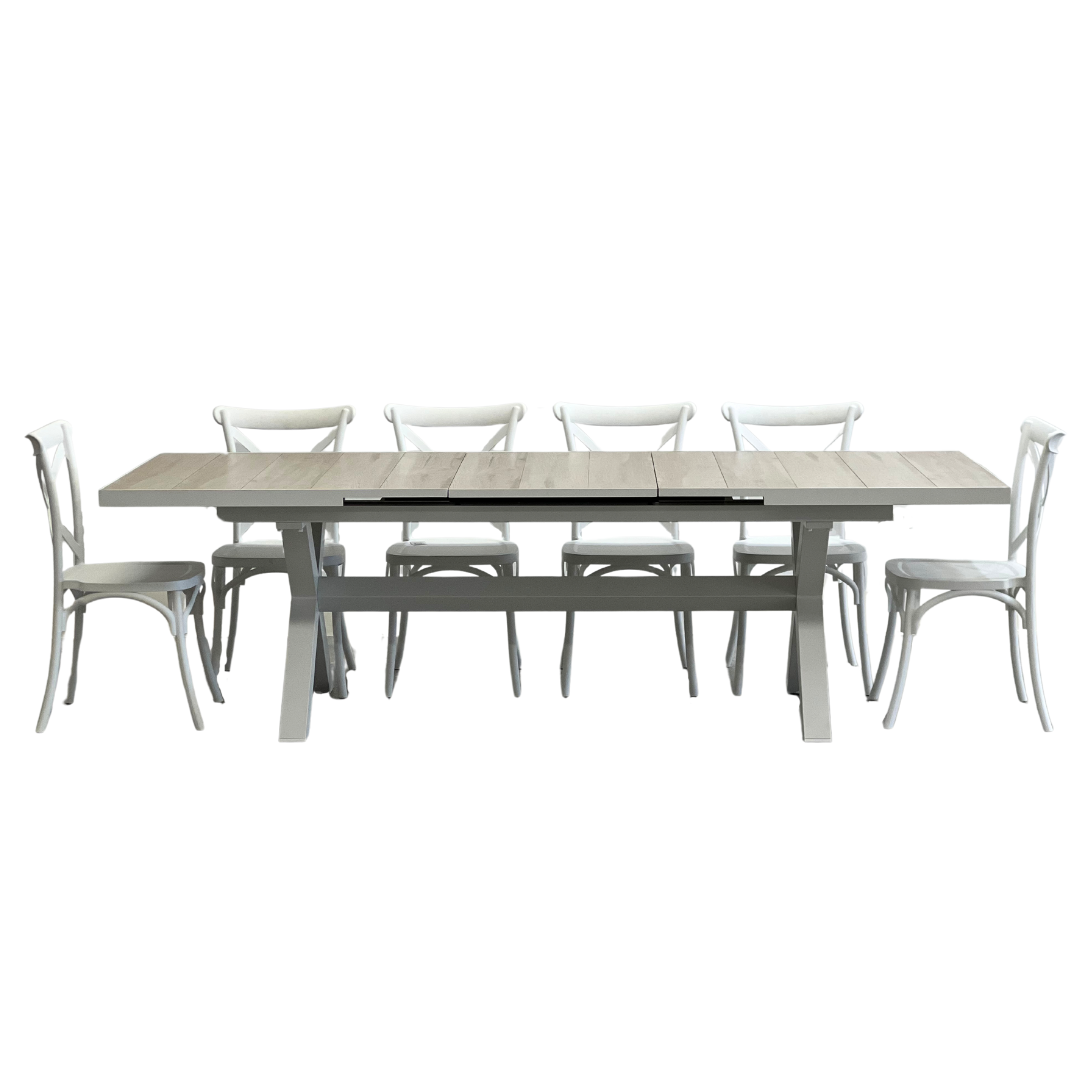 Sultan Heritage 11 Piece Extension Outdoor Dining Setting | White