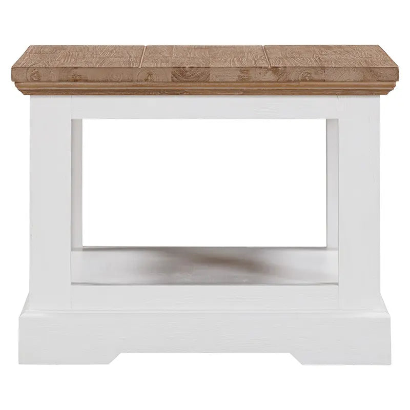 Lamp Table, Paddington collection, acacia timber, greywash finish, brushed white accents, compact design, elegant style, versatile furniture, living room decor.