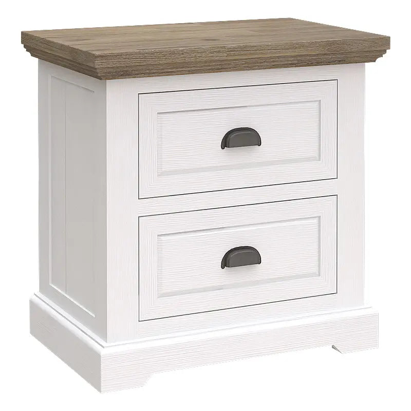 Bed Side table, Paddington range, acacia timber, greywash finish, brushed white finish, VJ panelling, bedroom decor, storage solution, elegant design, compact size, versatile furniture.