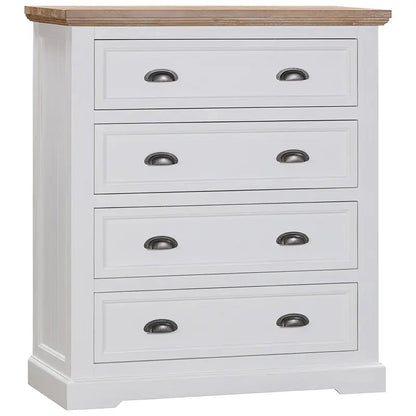 Tall Boy furniture, Paddington range, acacia timber, greywash finish, brushed white finish, VJ panelling, bedroom decor, storage solution, elegant design, versatile furniture.