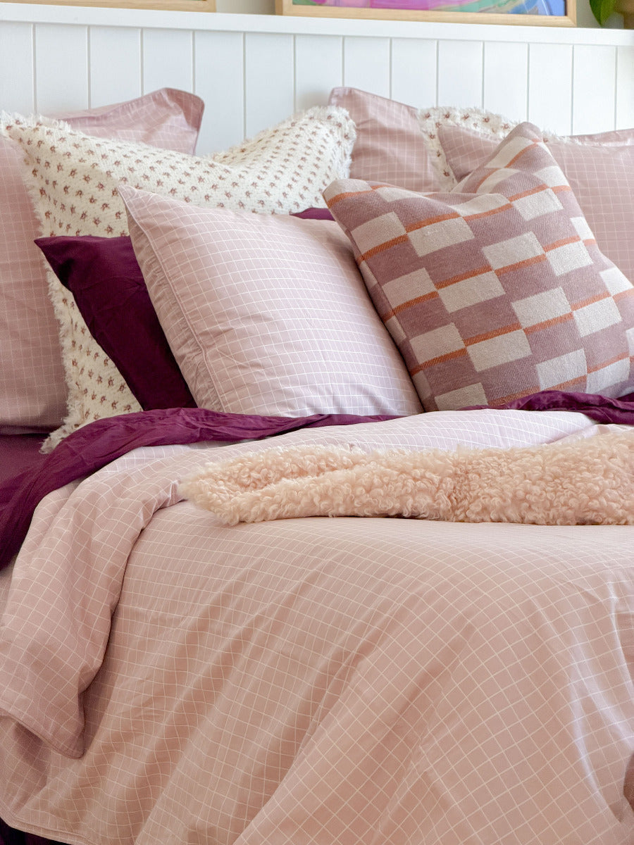 Volley Check Orchid Quilt Cover Set