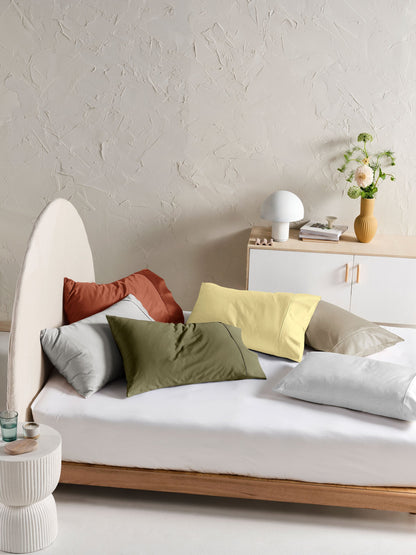 500TC Cotton Sateen Augusta White Standard Pillowcase