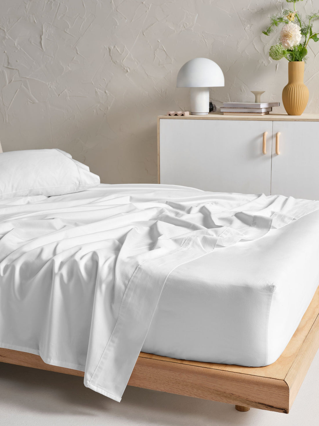 500TC Cotton Sateen Augusta White Fitted Sheet 60cm