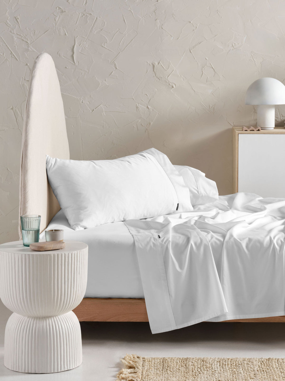 500TC Cotton Sateen Augusta White King Pillowcase