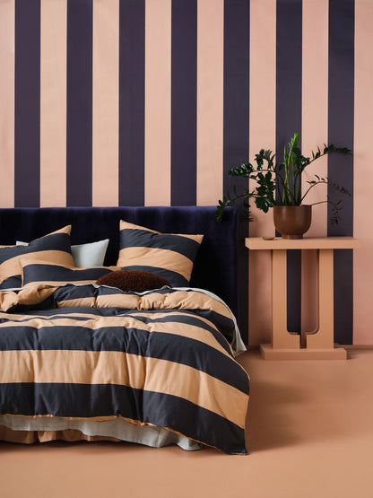 Rugby Stripe Bluestone Quilt Cover Set