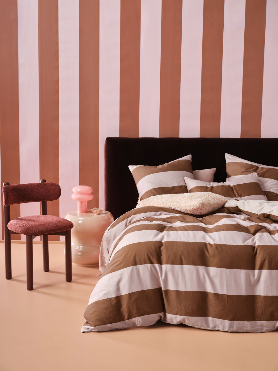 Rugby Stripe Orchid Quilt Cover Set