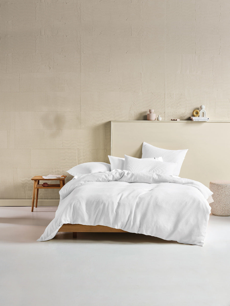 Micro Waffle White Quilt Cover Set