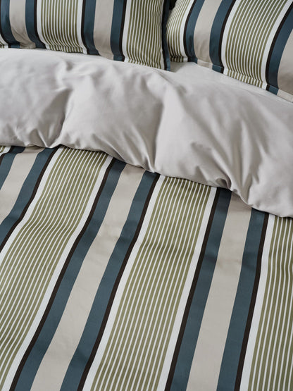 Nara Stripe Bluestone Quilt Cover Set