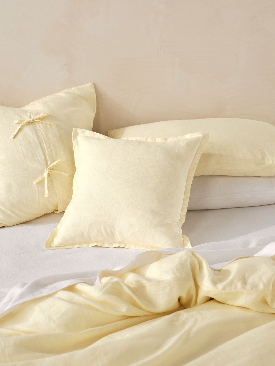 Pure Linen Nimes Lemon 48x48cm Cushion