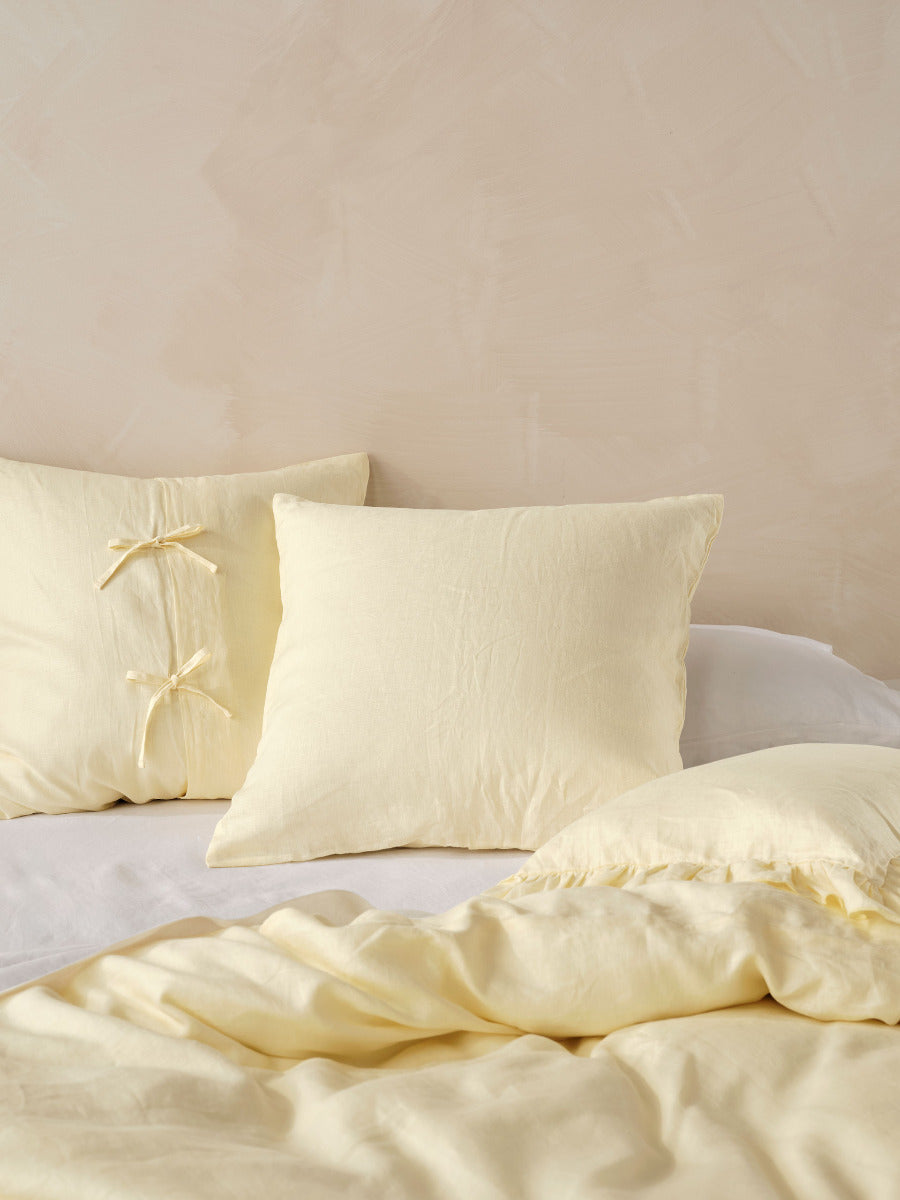 Pure Linen Nimes Lemon European Pillowcase