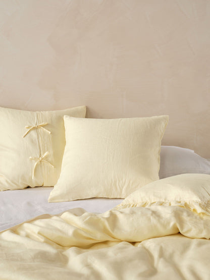 Pure Linen Nimes Lemon European Pillowcase