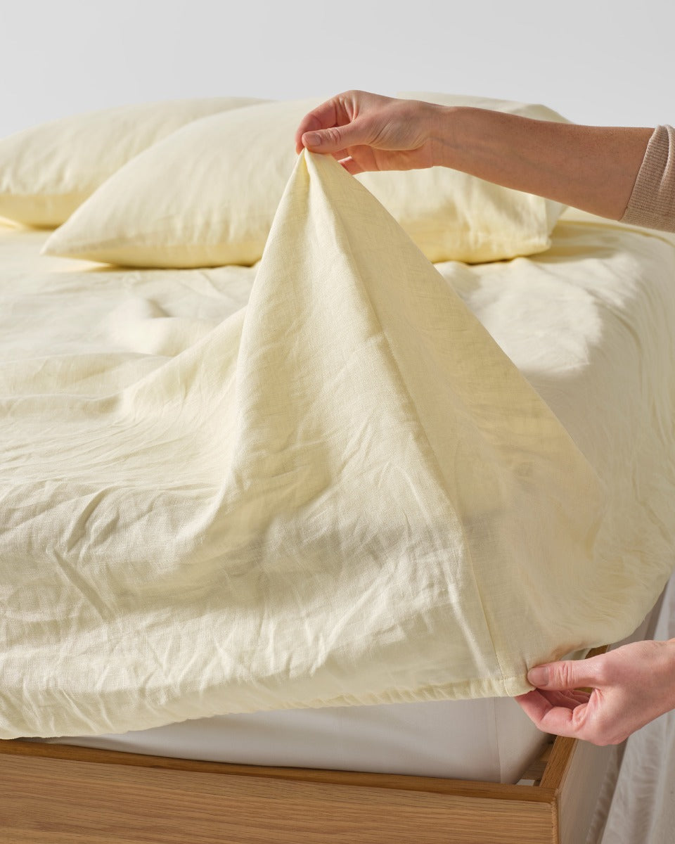Pure Linen Nimes Lemon Sheet Set