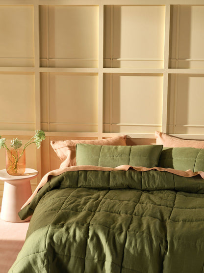 Pure Linen Nimes Moss Coverlet