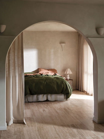 Pure Linen Nimes Moss Quilt Cover Set