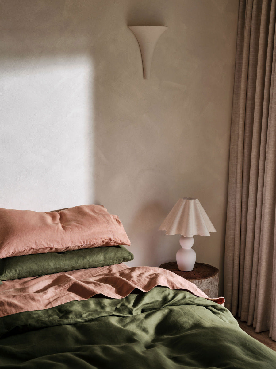 Pure Linen Nimes Moss Quilt Cover Set