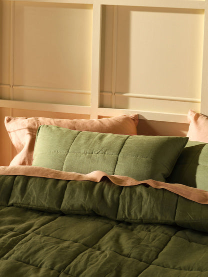 Pure Linen Nimes Moss Pillow Sham Pair