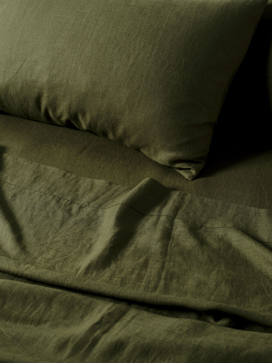 Pure Linen Nimes Moss Sheet Set