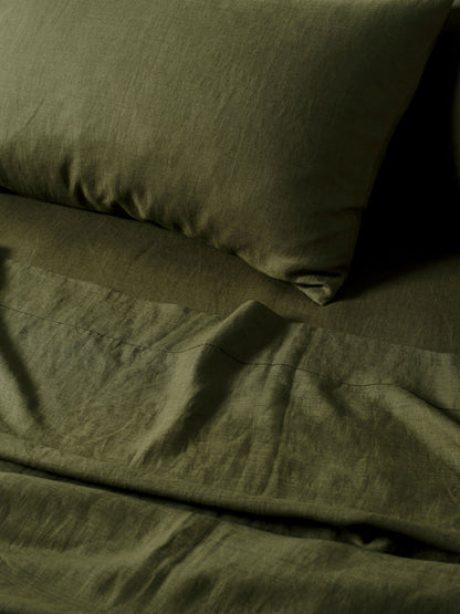 Pure Linen Nimes Moss Sheet Set