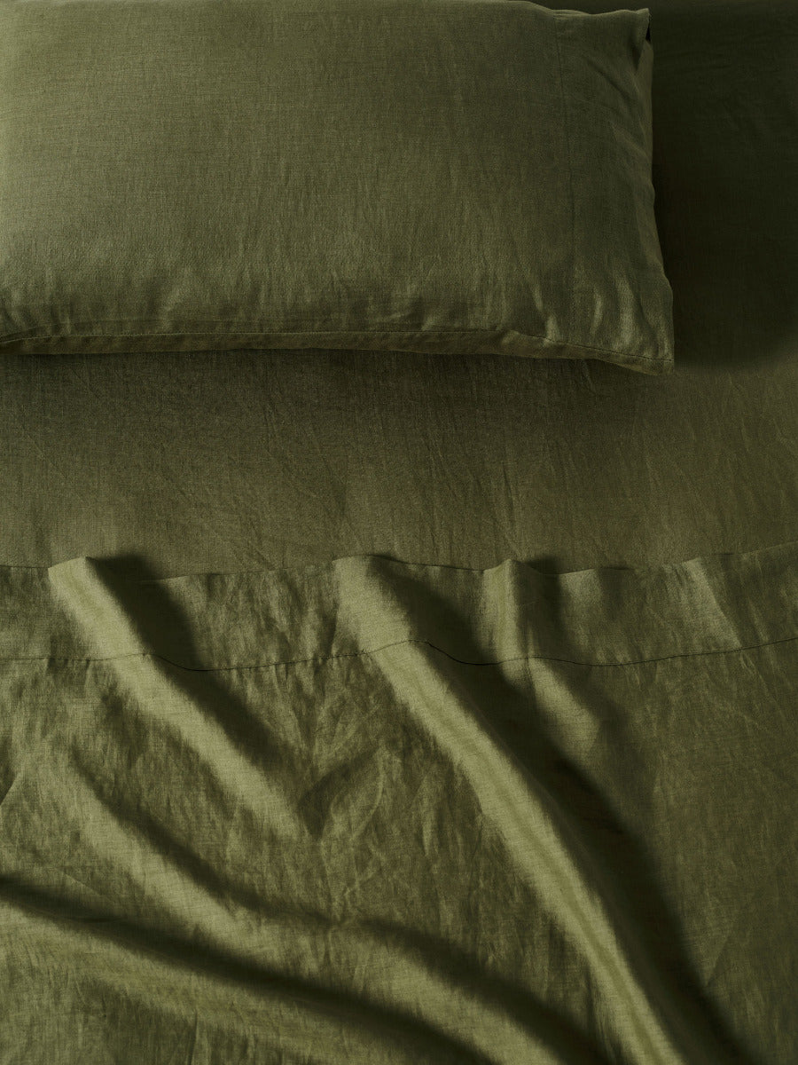 Pure Linen Nimes Moss Sheet Set