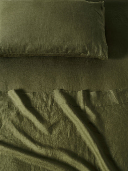 Pure Linen Nimes Moss Sheet Set