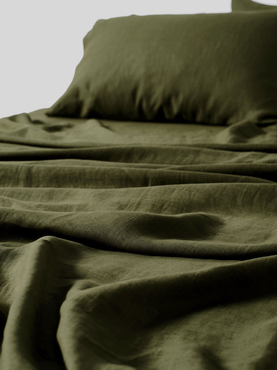 Pure Linen Nimes Moss Sheet Set