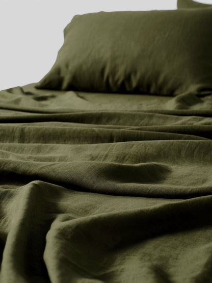 Pure Linen Nimes Moss Sheet Set