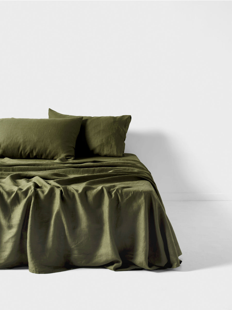 Pure Linen Nimes Moss Sheet Set