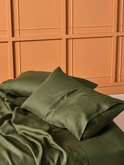 Pure Linen Nimes Moss Standard Pillowcase