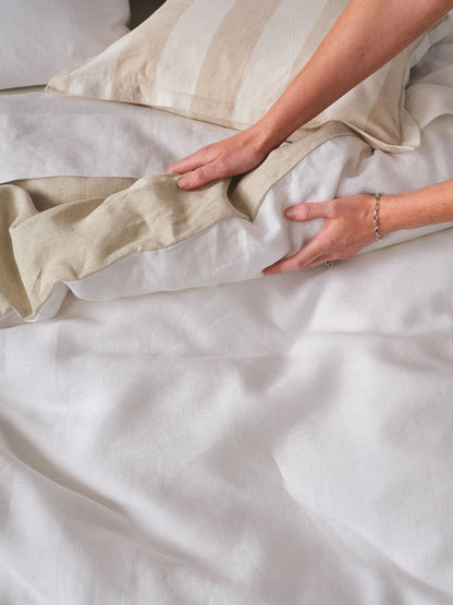 Pure Linen Nimes Duet White/Natural Quilt Cover Set